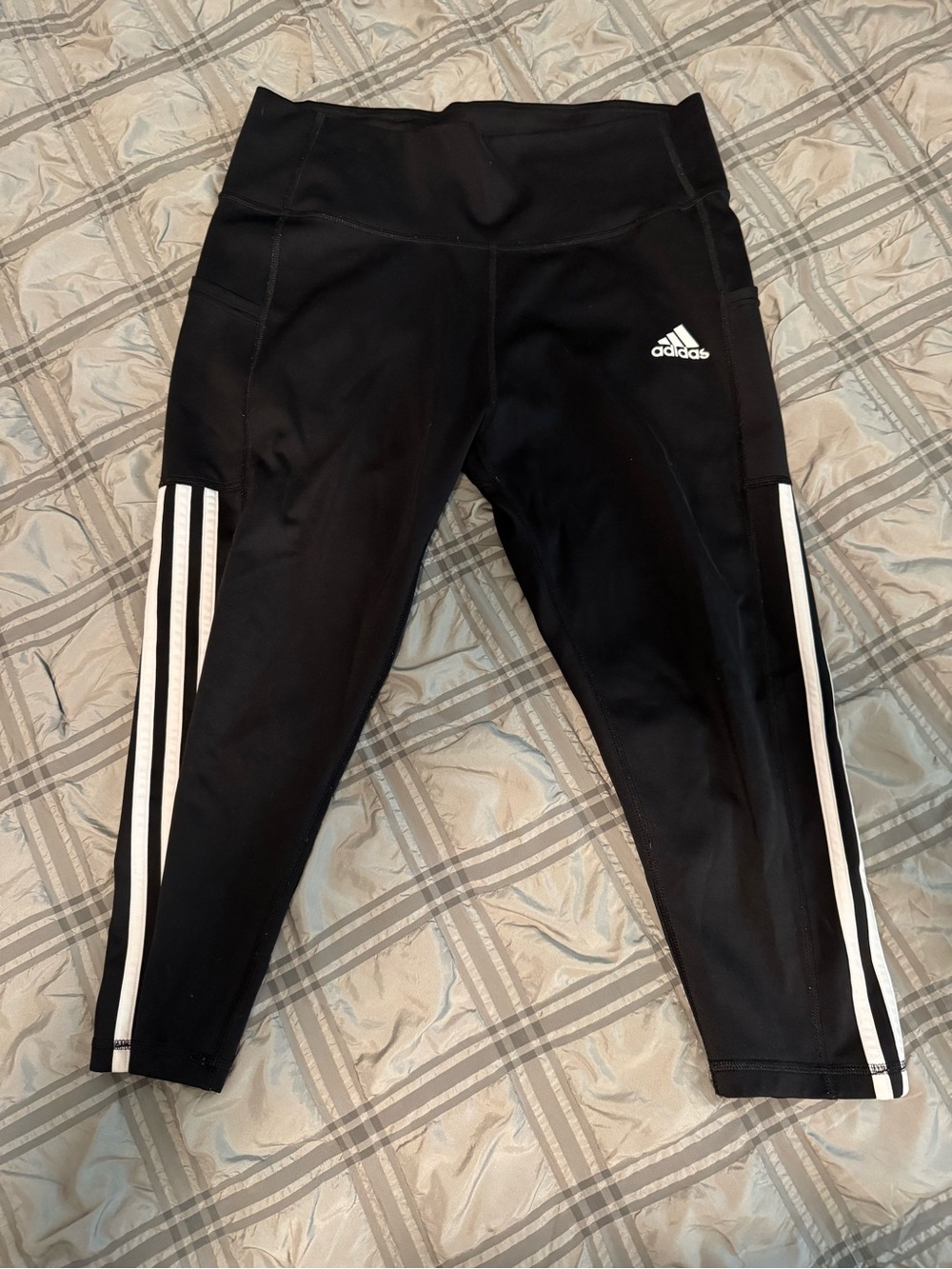 Adidas Women’s black Three-Stripe Athletic Capri Leggings